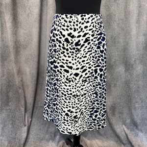 Worthington White and Navy Animal Print Midi Skirt